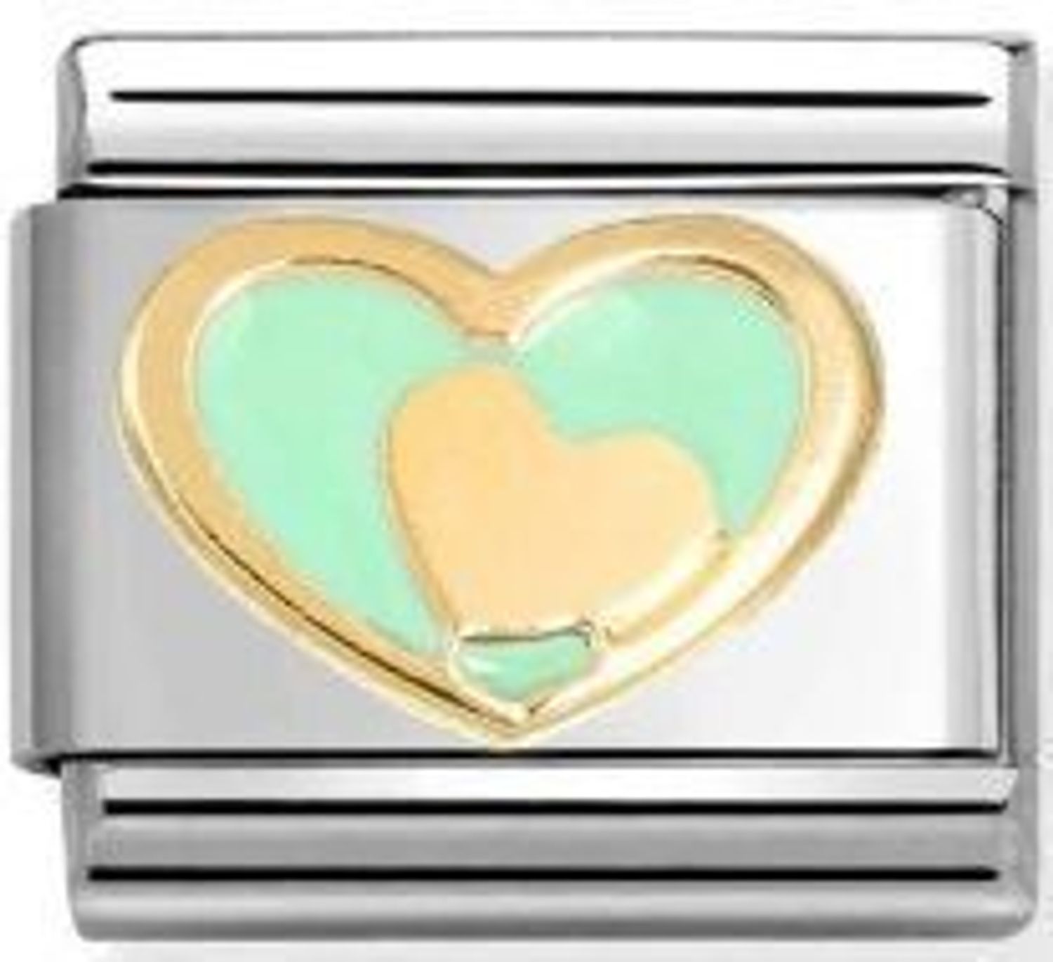 Charms Nomination Link 18K zawieszka złoto  Miętowe serce ze złotym sercem  030283 29.jpg